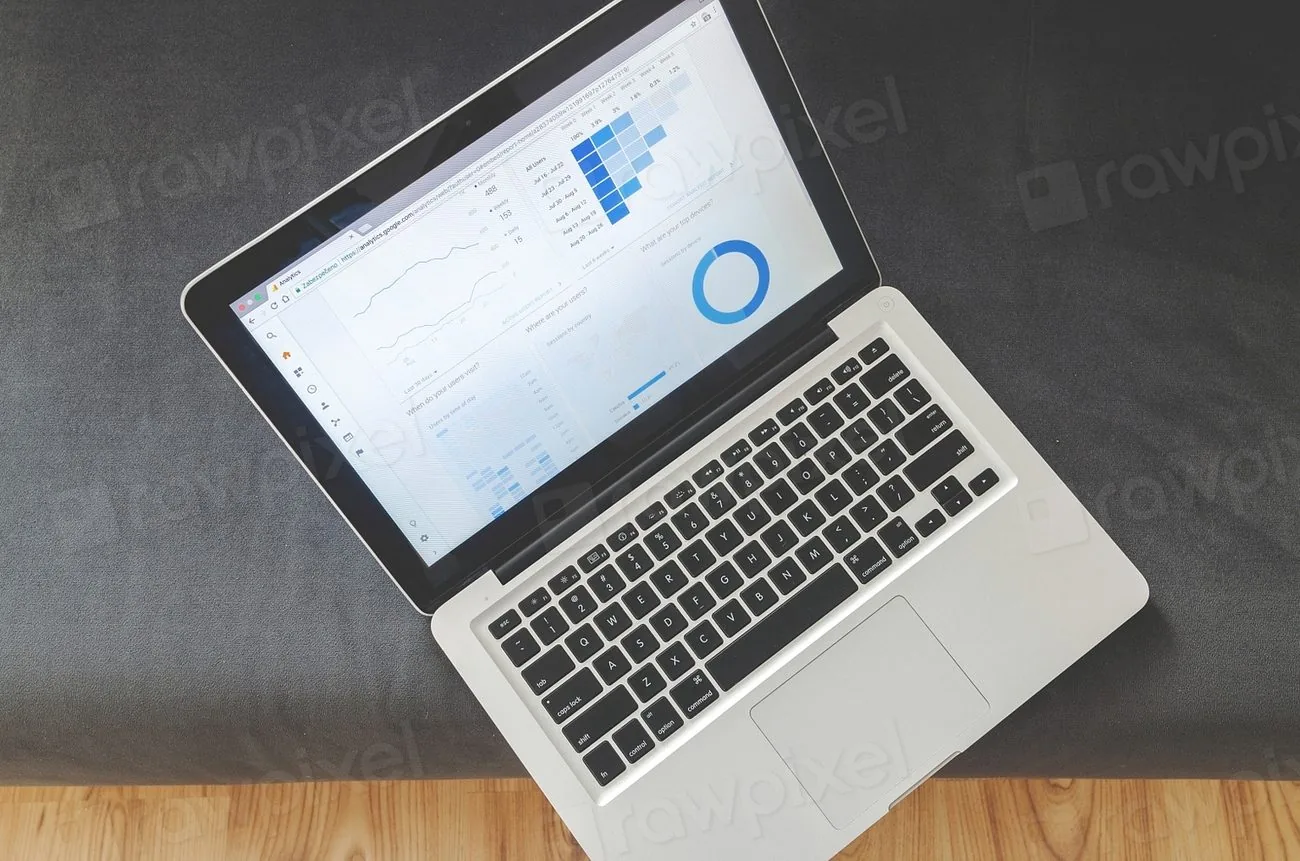 A laptop showing an analytics dashboard