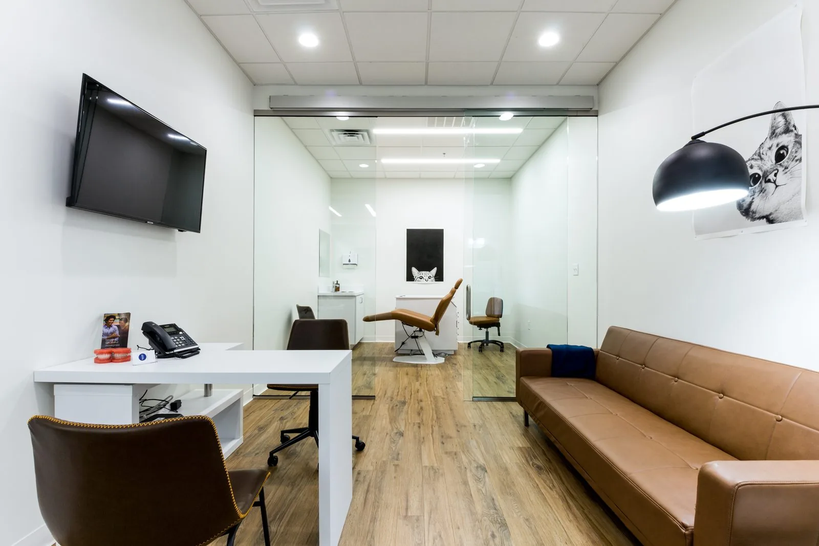 A modern clinic reception and waiting area